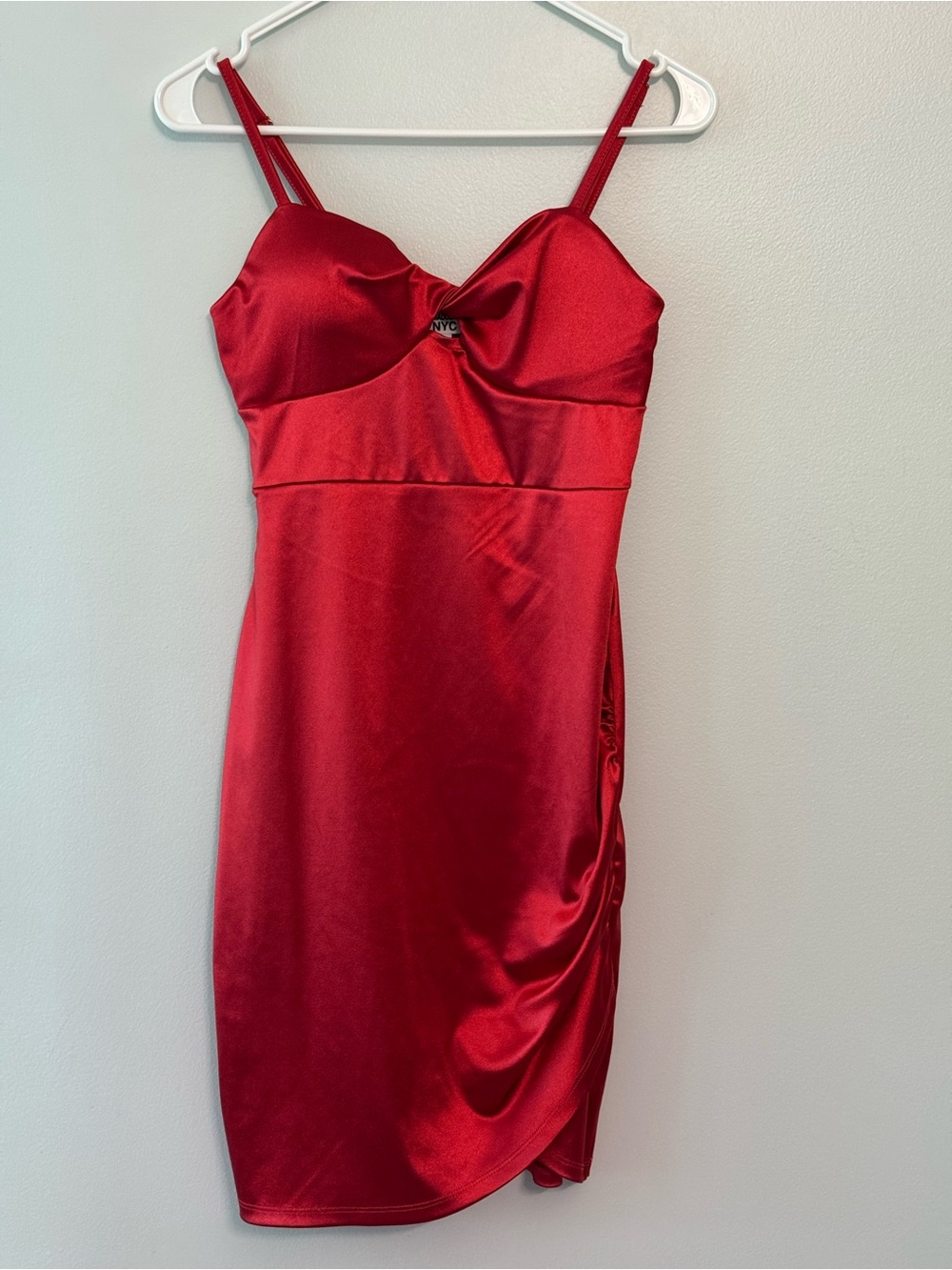 Red Satin Spaghetti-Strap Mini Dress